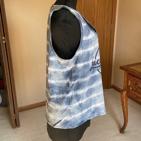 Lucky Brand Blue Tie Dye Scoop Neck Muscle Tank XXL - Picture 3 of 7